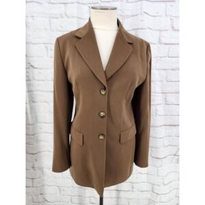 Vintage Gerry Weber Brown Blazer Retro Longline Office Chic Structured Size 6
